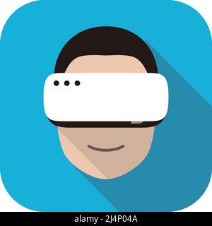 Man wearing Virtual reality glasses. front view, playing games, vector illustration Stock Vector