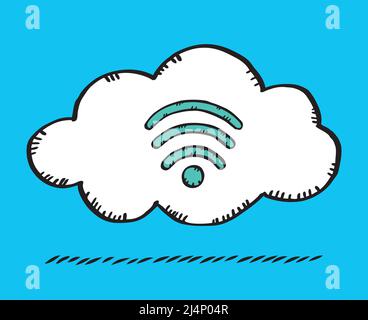 Vector illustration a cloud connection with wifi icon. Stock Vector