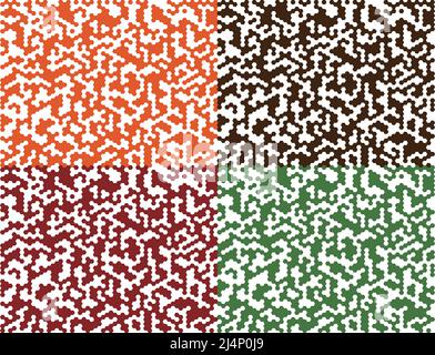 Pattern of hexagon spots, vector illustration seamless. Repeating digital dotted hexagonal military texture background. Abstract modern fabric textile Stock Vector