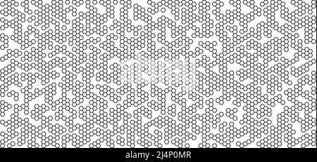 Pattern of hexagon spots, vector illustration seamless. Repeating digital dotted hexagonal military texture background. Abstract modern fabric textile Stock Vector