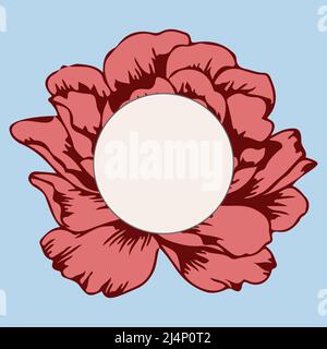 Greeting card with oval frame text box and beautiful blooming garden rose Stock Vector