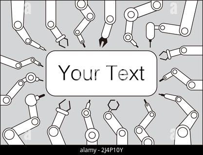 Robot machine arms get together focus on the text, vector illustration Stock Vector