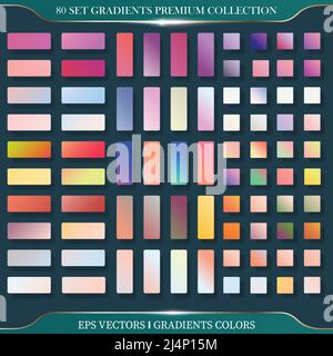 Mega set collection soft pastel gradients palettes combinations Premium Vector Stock Vector