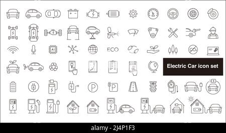 Electric car and self-driving car icon set Stock Vector
