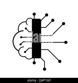 Artificial intelligence concept, Neuron connecting with chip, vector illustration Stock Vector