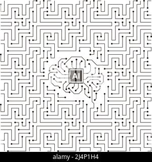 Circuit Board texture Background, like maze, seamless pattern Stock Vector