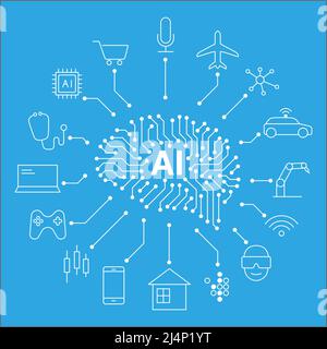 circuit board in the Cyborg head, Artificial intelligence of digital human. vector illustration Stock Vector