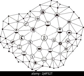Digital background of Blockchain or Internet, vector illustration Stock Vector