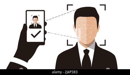 Face ID, facial Recognition System concept icons, take a picture Stock Vector