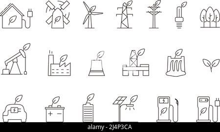 Power and energy vector icons set Stock Vector