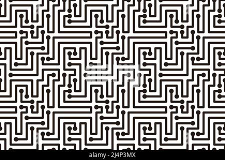 Circuit Board texture Background, like maze, seamless pattern Stock Vector