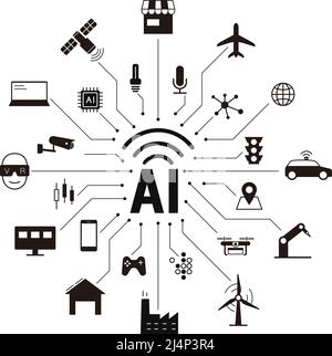 Artificial intelligence connects the future, vector illustration Stock Vector