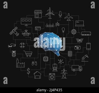 Artificial intelligence connects the future, vector illustration Stock Vector