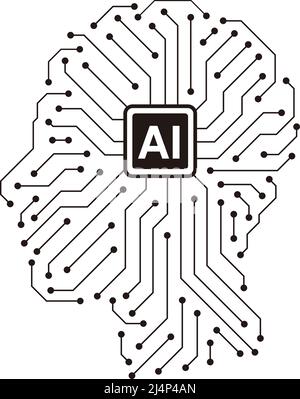 circuit board in the Cyborg head, Artificial intelligence of digital human. vector illustration Stock Vector