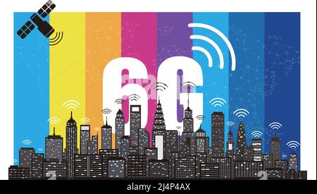 5G wireless network and smart city concept. high speed connection, vector flat design. Stock Vector