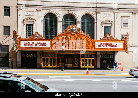 Facade of Stanley Theatre a renovated historic site that now houses a Jehovah's witnesses assembly hall Stock Photo
