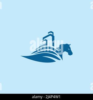 Pegasus Logo Design Inspiration - Premium and Exclusive city or real estate - Isolated vector Illustration on blue background - Creative logo, icon, s Stock Vector