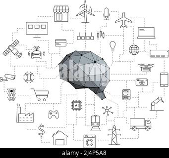 Artificial intelligence connects the future, vector illustration Stock Vector