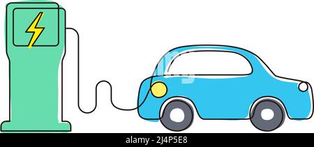 Smart house with solar energy, charging electric car Stock Vector