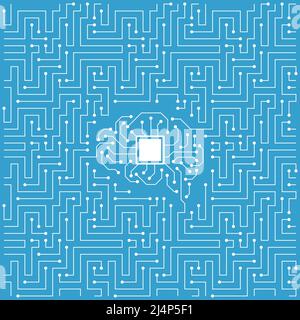 Circuit Board texture Background, like maze, seamless pattern Stock Vector