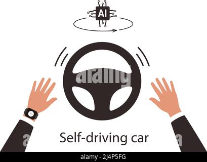 Autonomous self-driving concept, no touching, artificial intelligent, vector Stock Vector