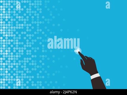 Digital background, Pattern of QR code, polka dots. finger touching the screen Stock Vector