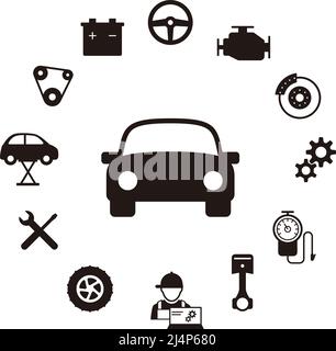 Car repair line icon set Stock Vector