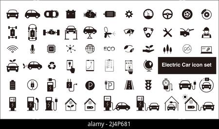 Electric car and self-driving car icon set Stock Vector