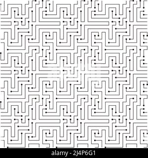 Circuit Board texture Background, like maze, seamless pattern Stock Vector