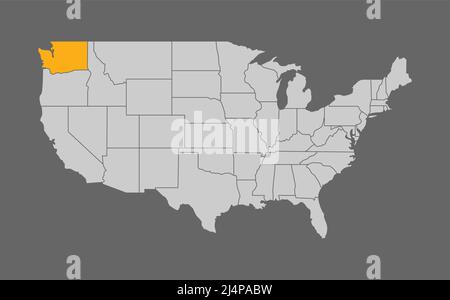 Map of the United States with Washington highlight Stock Vector