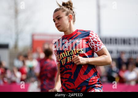 London, UK. 17th Apr, 2022. Laura Wienroither (26 Arsenal) warms up prior to the Vitality Womens FA Cup Semi Final game between Arsenal and Chelsea at Meadow Park in London, England. Liam Asman/SPP Credit: SPP Sport Press Photo. /Alamy Live News Stock Photo