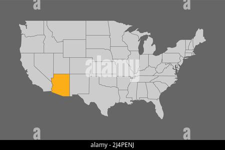 Map of the United States with Arizona highlight Stock Vector