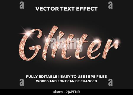 rose gold glitter text effect Stock Vector