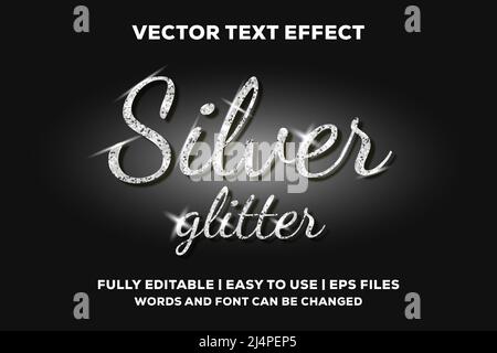 silver glitter text effect Stock Vector