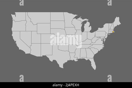 Map of United States with Rhode Island highlight Stock Vector