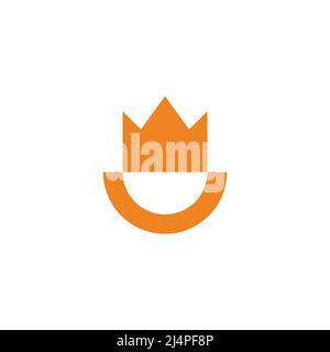smile king crown simple geometric design logo vector Stock Vector