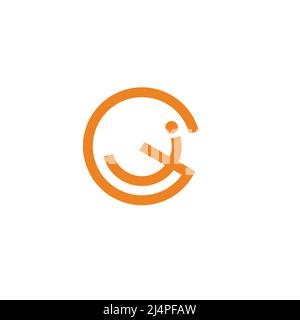 letter ig smile shape simple geometric round logo vector Stock Vector