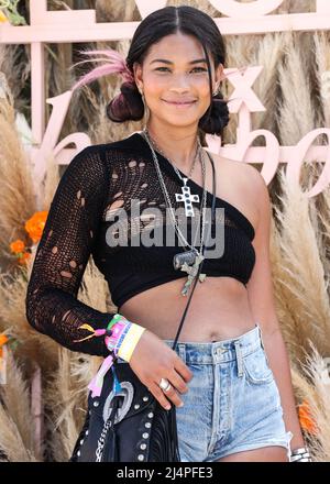 La Quinta, United States. 16th Apr, 2022. LA QUINTA, RIVERSIDE, CALIFORNIA, USA - APRIL 16: American model Chanel Iman attends REVOLVE x The h.wood Group Present REVOLVE FESTIVAL 2022 held at the Merv Griffin Estate on April 16, 2022 in La Quinta, Riverside, California, United States. (Photo by Xavier Collin/Image Press Agency) Credit: Image Press Agency/Alamy Live News Stock Photo