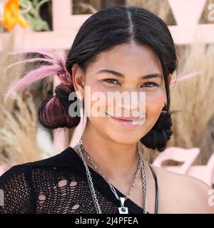 La Quinta, United States. 16th Apr, 2022. LA QUINTA, RIVERSIDE, CALIFORNIA, USA - APRIL 16: American model Chanel Iman attends REVOLVE x The h.wood Group Present REVOLVE FESTIVAL 2022 held at the Merv Griffin Estate on April 16, 2022 in La Quinta, Riverside, California, United States. (Photo by Xavier Collin/Image Press Agency) Credit: Image Press Agency/Alamy Live News Stock Photo