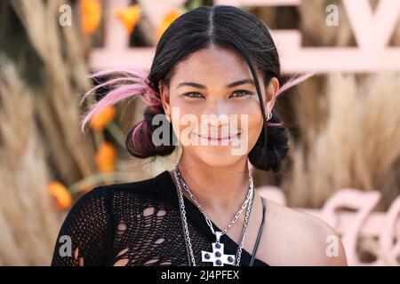 La Quinta, United States. 16th Apr, 2022. LA QUINTA, RIVERSIDE, CALIFORNIA, USA - APRIL 16: American model Chanel Iman attends REVOLVE x The h.wood Group Present REVOLVE FESTIVAL 2022 held at the Merv Griffin Estate on April 16, 2022 in La Quinta, Riverside, California, United States. (Photo by Xavier Collin/Image Press Agency) Credit: Image Press Agency/Alamy Live News Stock Photo