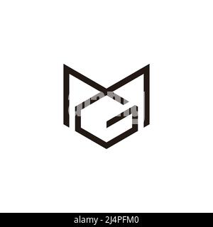letter mg linked hexagonal geometric line logo vector Stock Vector