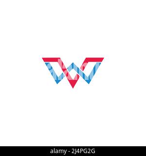 letter wv linked colorful overlap geometric logo vector Stock Vector