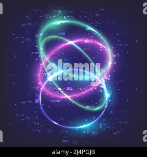 Glowing swirl light effect. Magic abstract frame. Power energy of circular element. Luminous sci-fi. Shining neon lights cosmic. Futuristic swirl univ Stock Vector