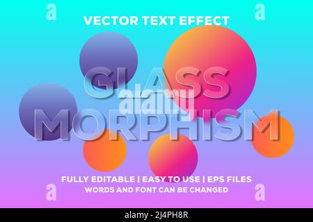 glassmorphism vector text effect fully editable Stock Vector