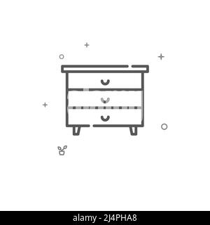 Dresser simple vector line icon. Home furniture. Symbol, pictogram, sign isolated on white background. Editable stroke. Adjust line weight. Stock Vector