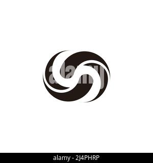 3d curves linked motion object geometric logo vector Stock Vector