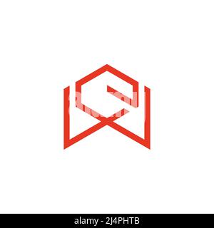 letter we linked hexagonal geometric line logo vector Stock Vector