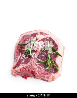 Raw fresh  lamb chops isolated on white Stock Photo
