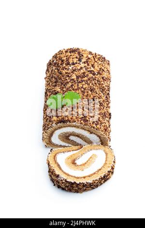 Sponge  cake roll isolated on white background Stock Photo