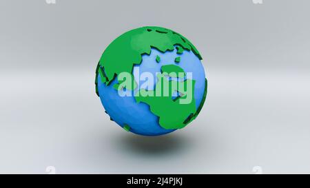 Earth Day. Polygonal globe Earth icon. World globe illustration with a green polygonal geometric map of the land Stock Photo